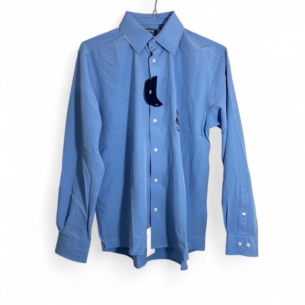Izod Traveler Slim Fit Dress Shirt Cornflower Blue Stretch 15-15.5 32/33 M